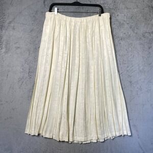 Vintage Marisa Christina II 3X Cream Floral Pleated Rayon Skirt Cottagecore